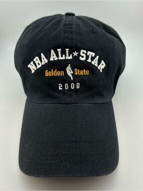 Vintage 2000 NBA All Star Black Hat Golden State Strapback NBAE Rare Adjustable